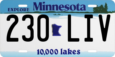 MN license plate 230LIV