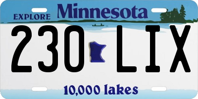MN license plate 230LIX