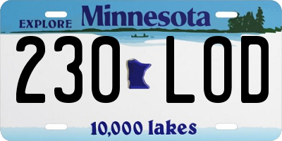 MN license plate 230LOD