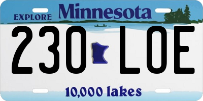 MN license plate 230LOE