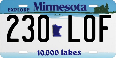 MN license plate 230LOF