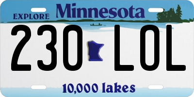 MN license plate 230LOL