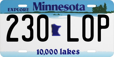 MN license plate 230LOP