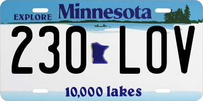 MN license plate 230LOV