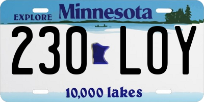 MN license plate 230LOY