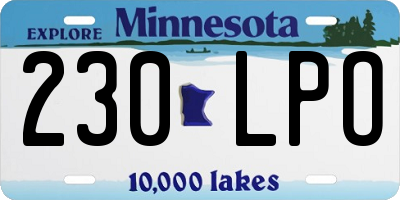 MN license plate 230LPO