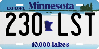 MN license plate 230LST