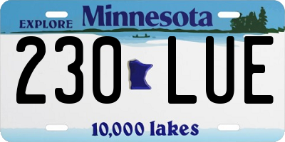 MN license plate 230LUE