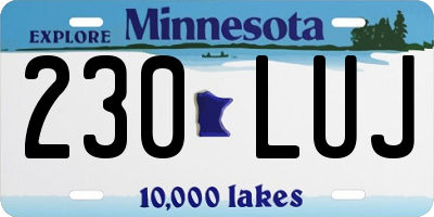 MN license plate 230LUJ