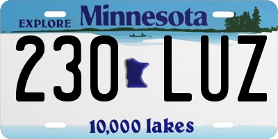 MN license plate 230LUZ