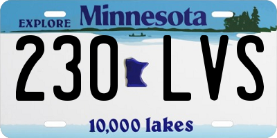 MN license plate 230LVS