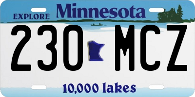 MN license plate 230MCZ