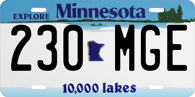 MN license plate 230MGE