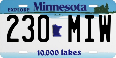 MN license plate 230MIW