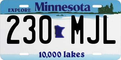 MN license plate 230MJL