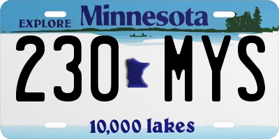 MN license plate 230MYS