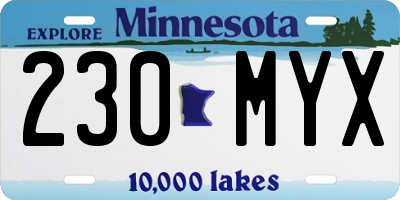 MN license plate 230MYX