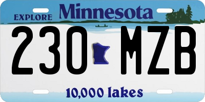 MN license plate 230MZB