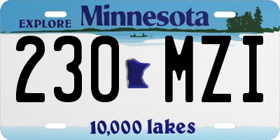 MN license plate 230MZI