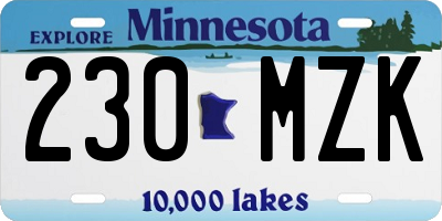 MN license plate 230MZK