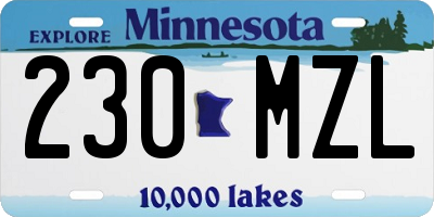 MN license plate 230MZL