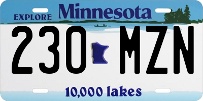 MN license plate 230MZN