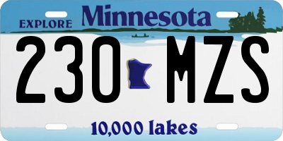 MN license plate 230MZS