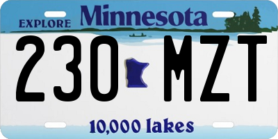 MN license plate 230MZT