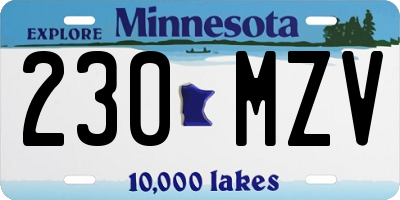 MN license plate 230MZV