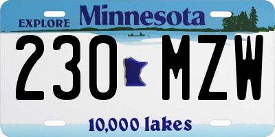 MN license plate 230MZW