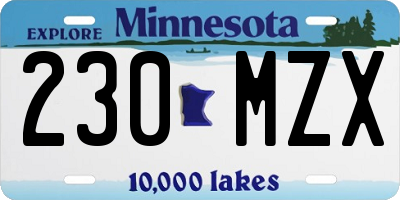 MN license plate 230MZX