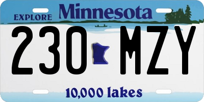 MN license plate 230MZY