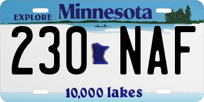 MN license plate 230NAF