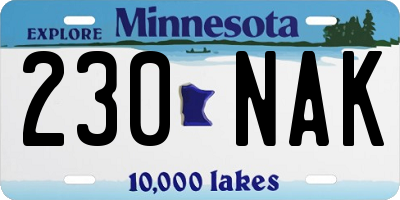 MN license plate 230NAK
