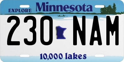 MN license plate 230NAM
