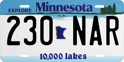 MN license plate 230NAR