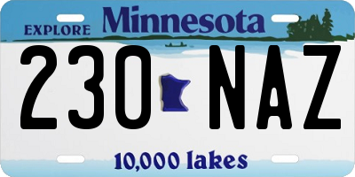 MN license plate 230NAZ