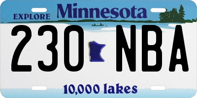 MN license plate 230NBA