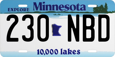 MN license plate 230NBD