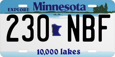 MN license plate 230NBF