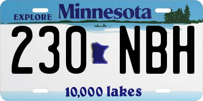 MN license plate 230NBH