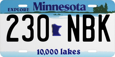 MN license plate 230NBK