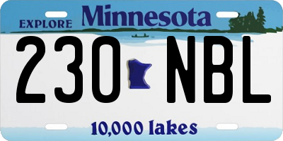 MN license plate 230NBL