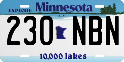 MN license plate 230NBN