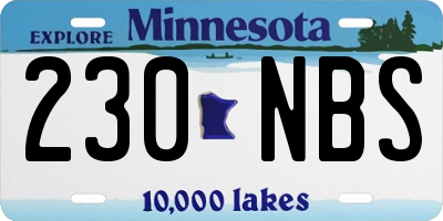 MN license plate 230NBS