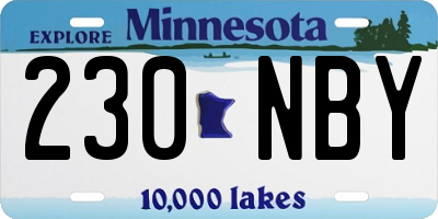 MN license plate 230NBY
