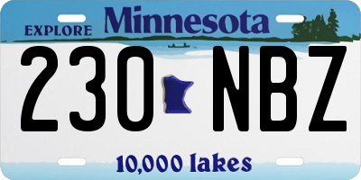 MN license plate 230NBZ