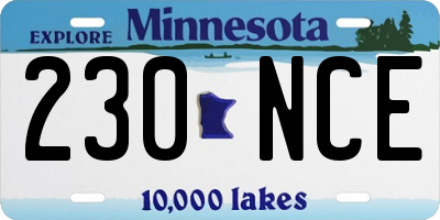 MN license plate 230NCE
