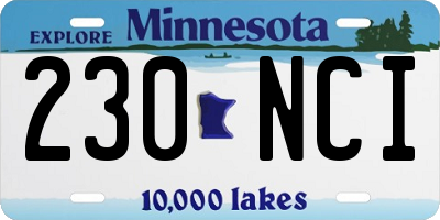 MN license plate 230NCI