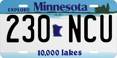 MN license plate 230NCU